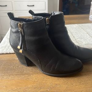 Black, Franco Sarto booties with gold details